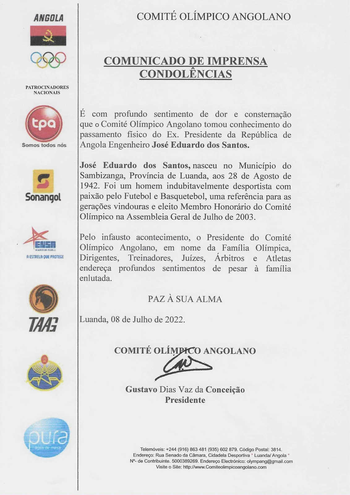 Nota de Condolências